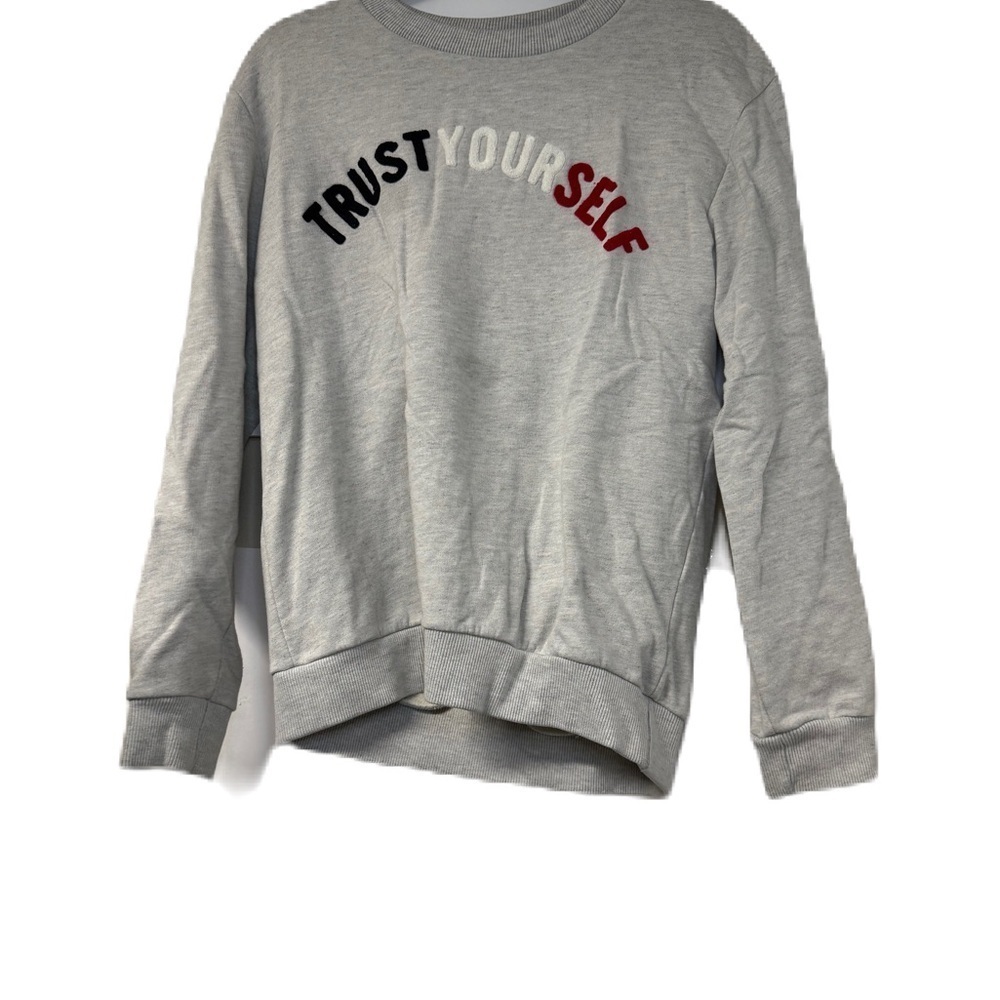 Men’s Medium Budle Gray Sweatshirt TrustYourself Graphic & Navy Zara Sweater